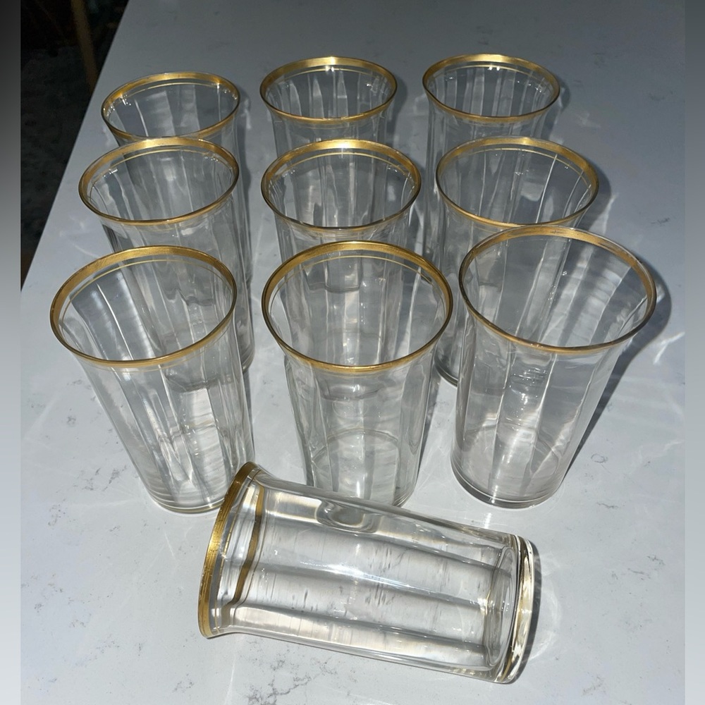 10/ Vintage Gold 3x Rim Optic Paneled MCM Juice Tumblers 4โ